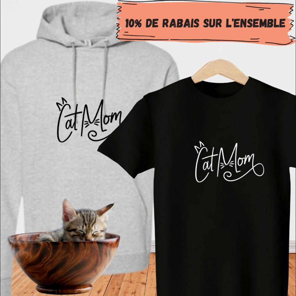 Duo Hoodie/T-Shirt Cat Mom