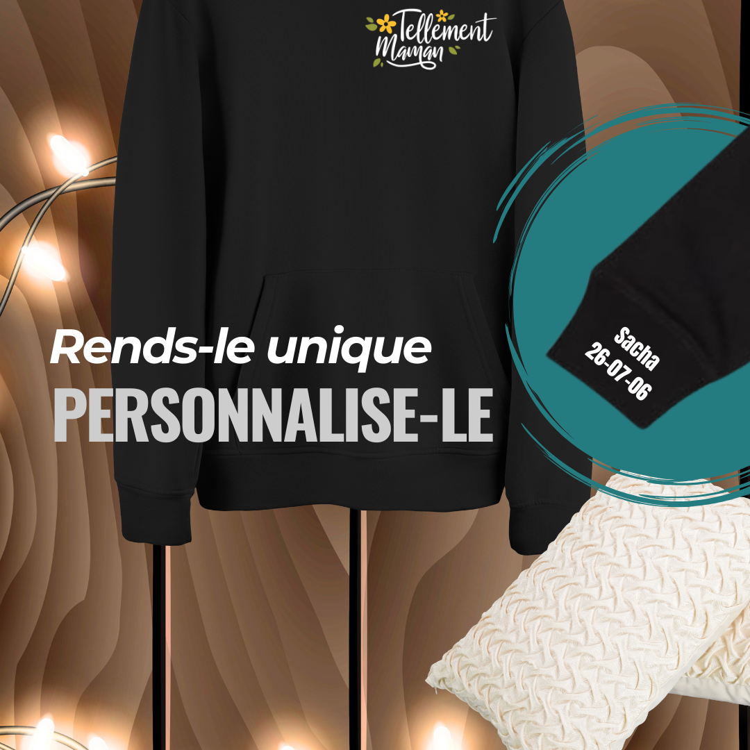 Hoodie Noir - Tellement Maman 🌸