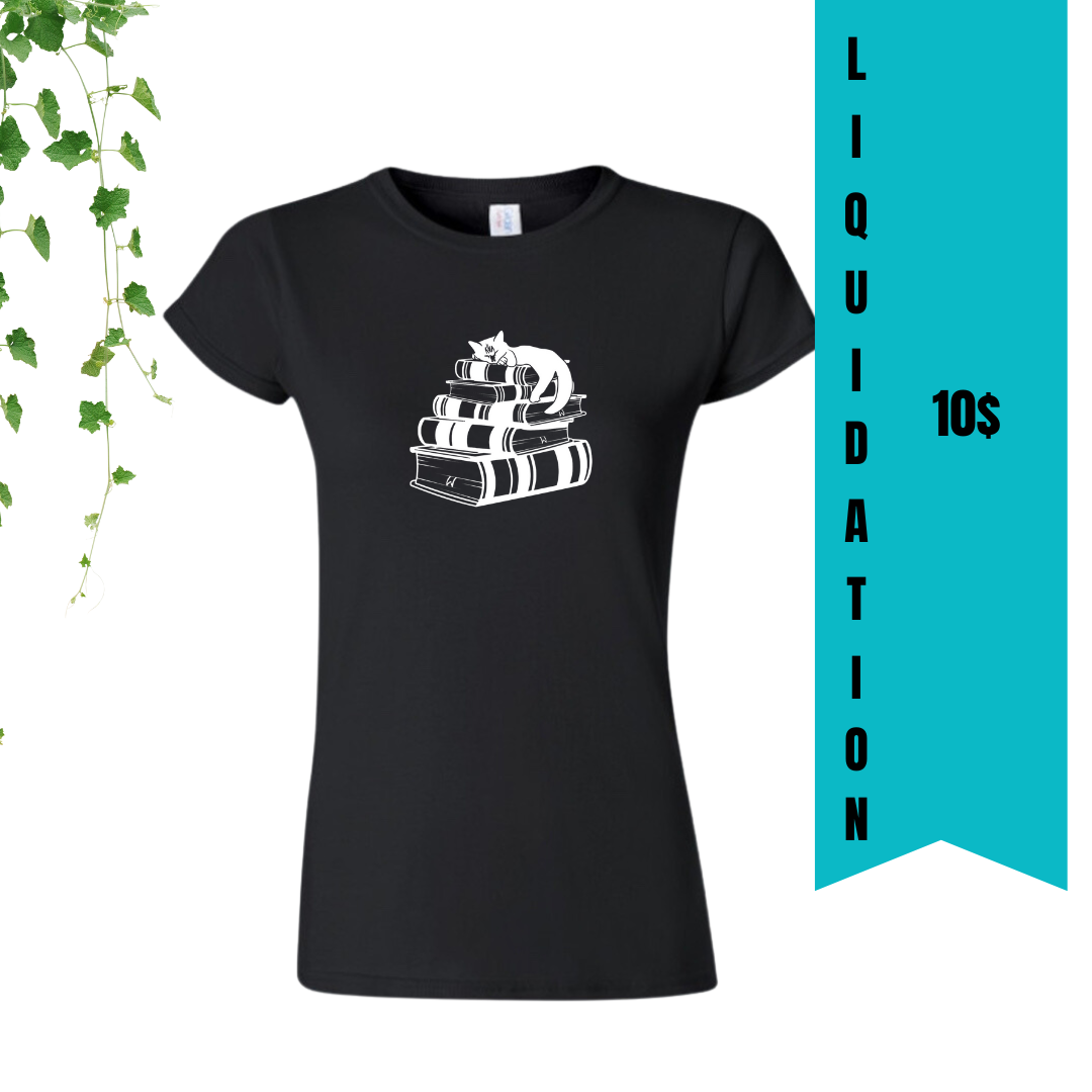 T-Shirt - Mon bonheur - Des livres + mon chat