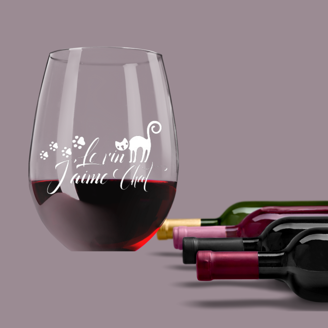 Verre à vin - Le vin, j'aime Chat!