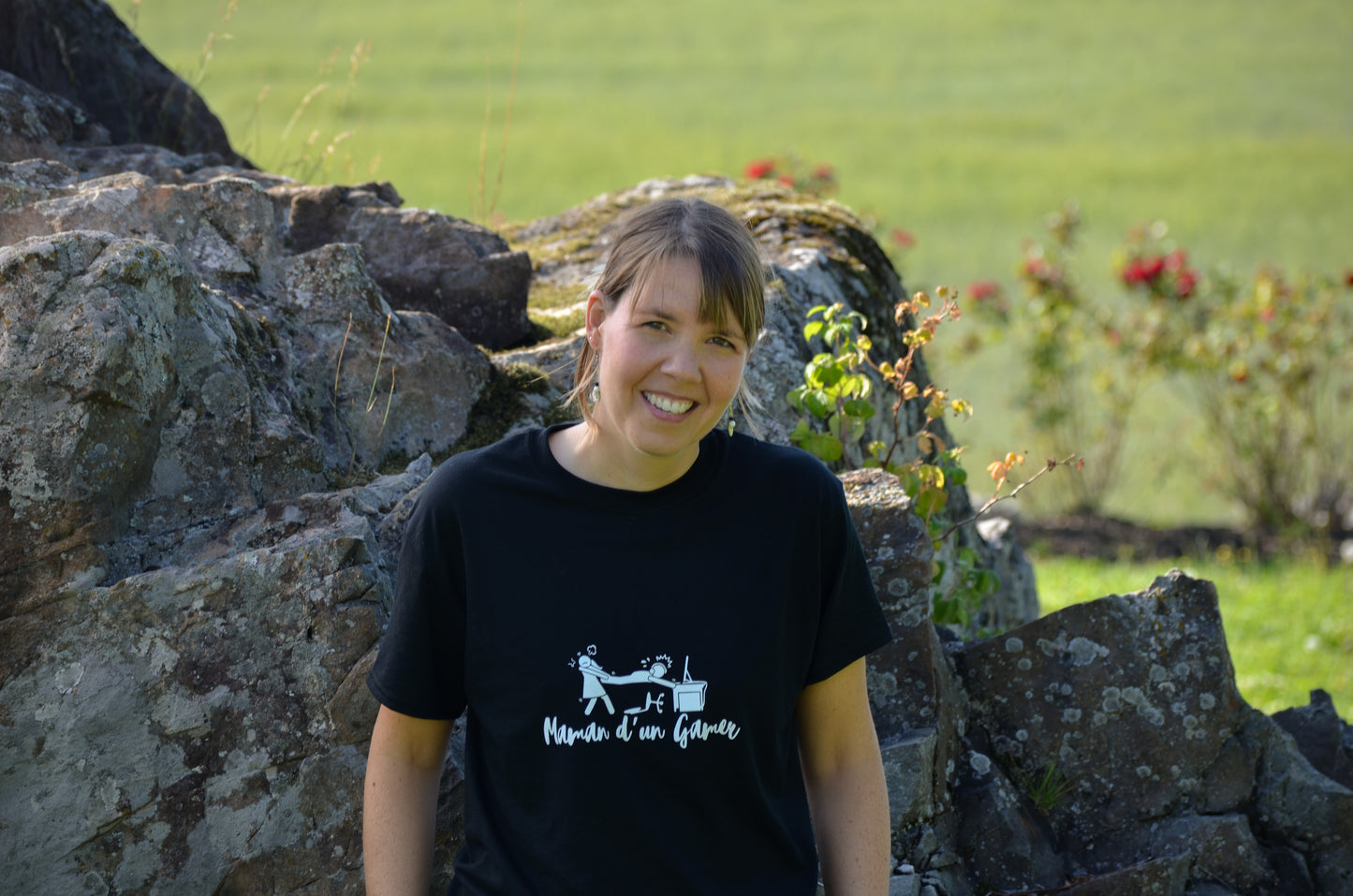 T-Shirt noir, Maman d'un Gamer, De Shadz Gamer, col rond, classique