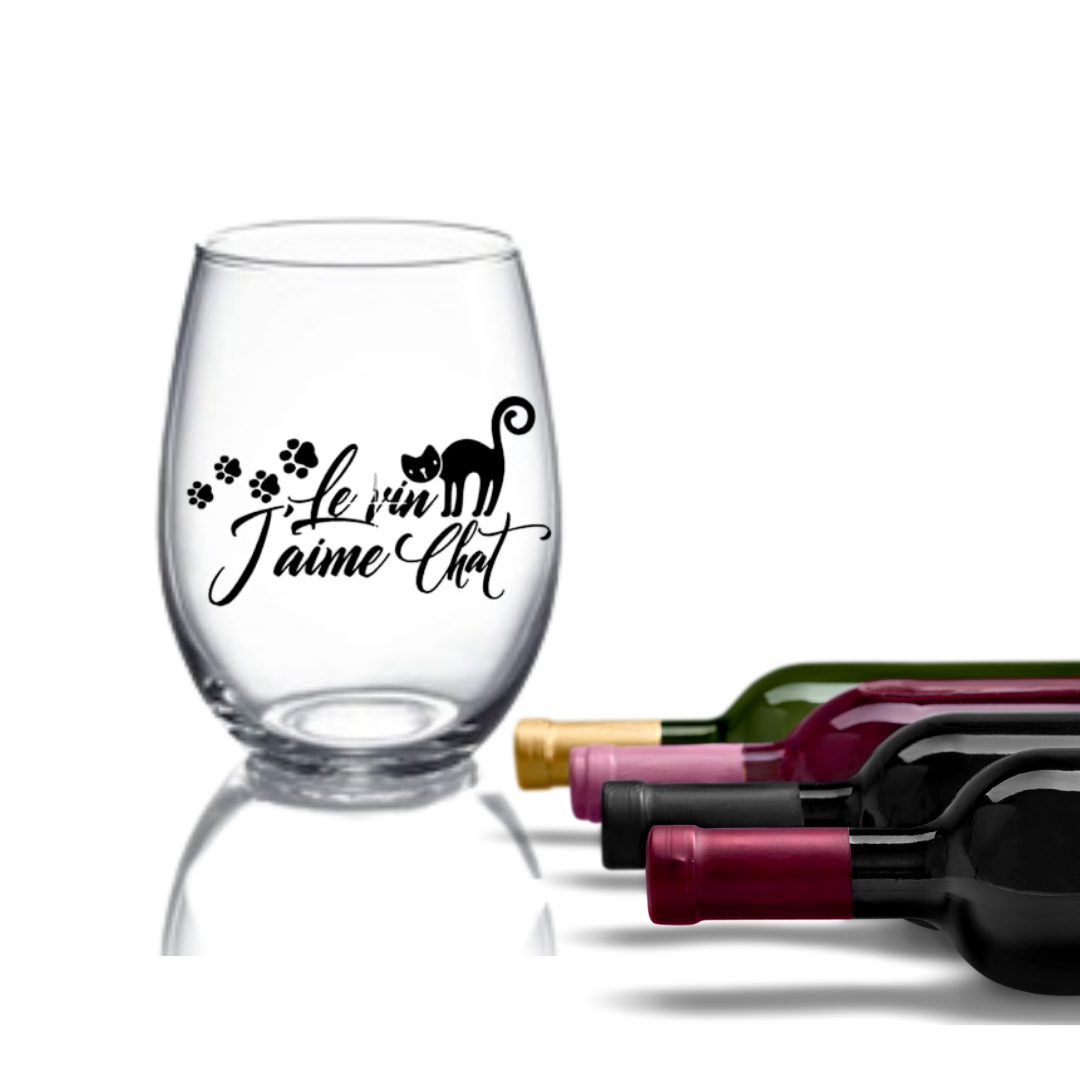 Verre à vin - Le vin, j'aime Chat!