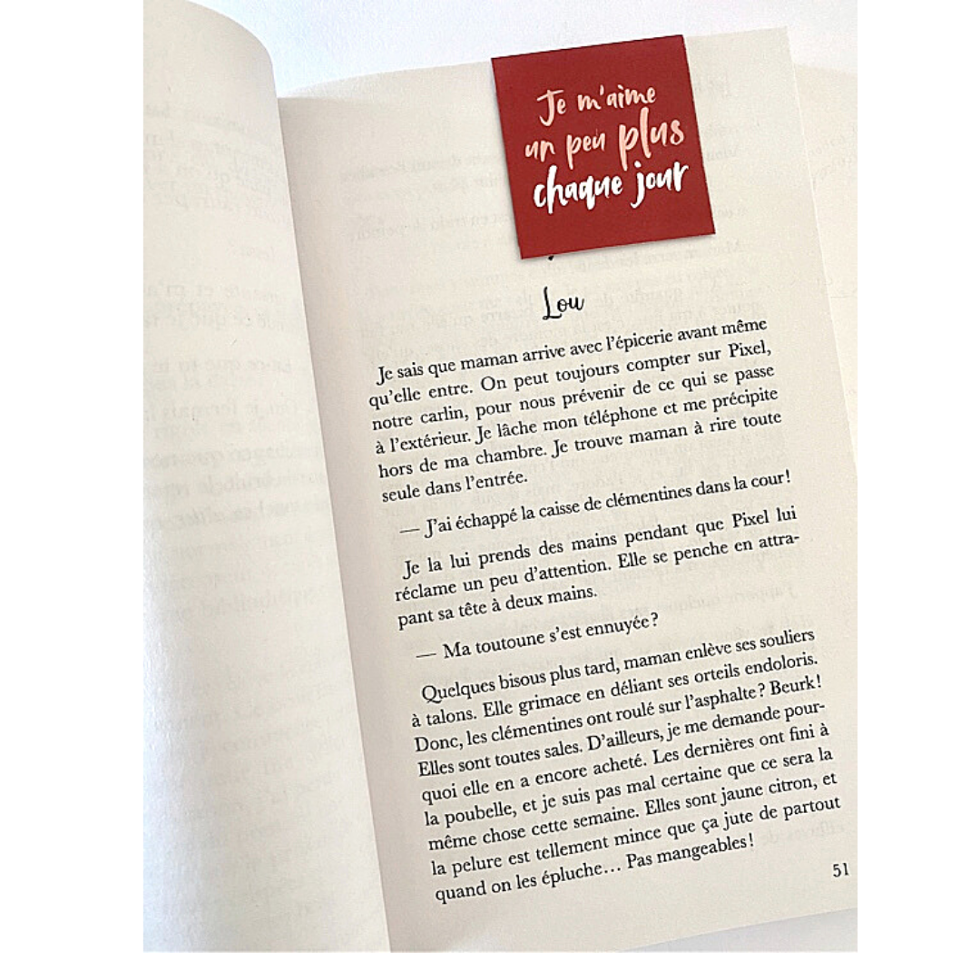 Signets aimantés/marque-page magnétique - Je m'aime un peu plus chaque jour