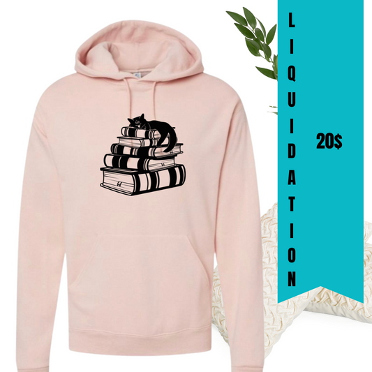 Hoodie Mon bonheur = Mes livres + mon chat à 20$