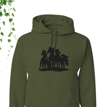 Hoodie Vert - Chevaux