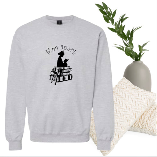 Crewneck Gris - La lecture, c'est mon sport! 📚