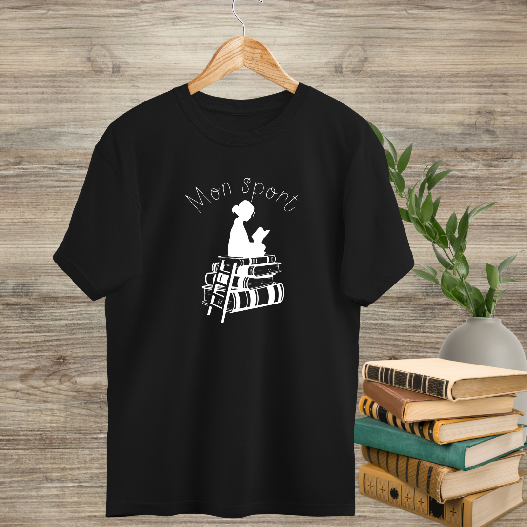 T-Shirt Noir - La lecture, c'est mon sport! 📚