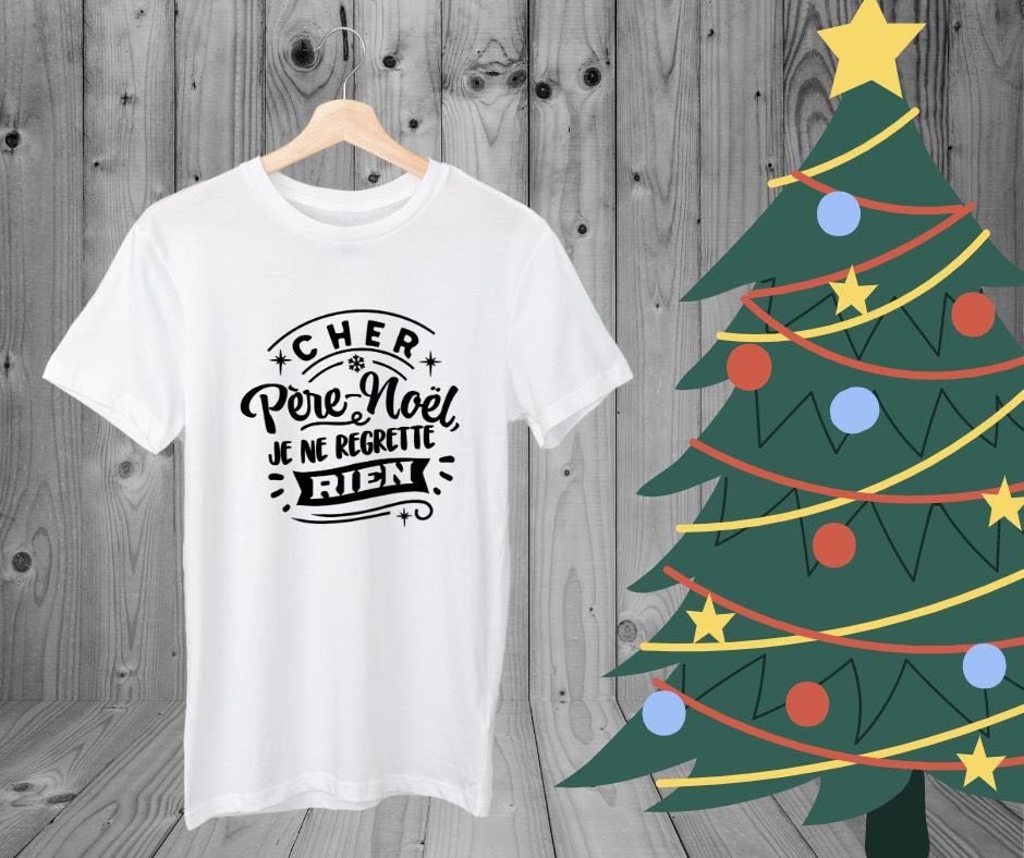 T-Shirt Blanc de Noël - Je ne regrette rien